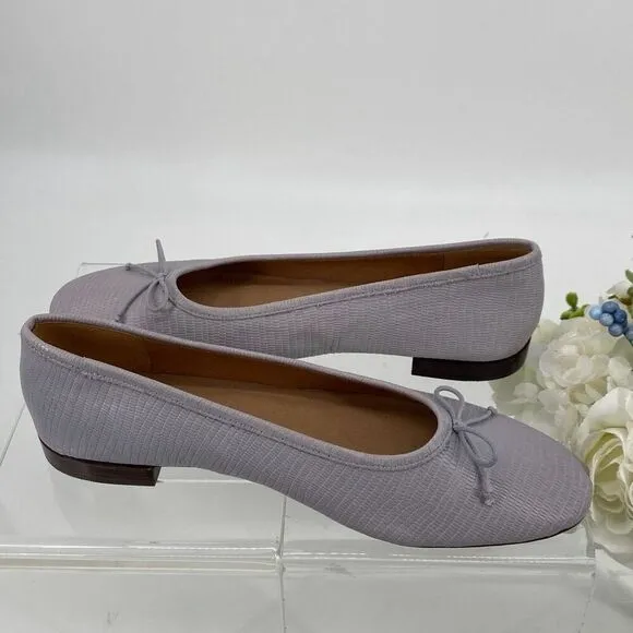 NEW MADEWELL THE ADELLE LIZARD EMBOSSED BALLET FLAT IN LILAC MORNING MIST 9
