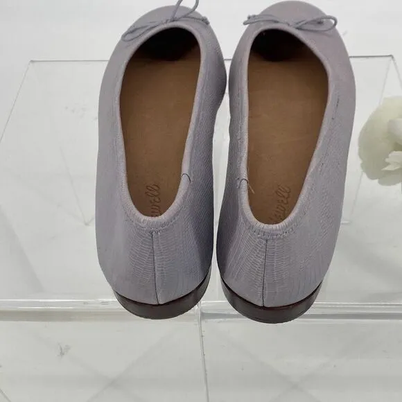 NEW MADEWELL THE ADELLE LIZARD EMBOSSED BALLET FLAT IN LILAC MORNING MIST 9
