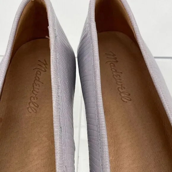 NEW MADEWELL THE ADELLE LIZARD EMBOSSED BALLET FLAT IN LILAC MORNING MIST 9