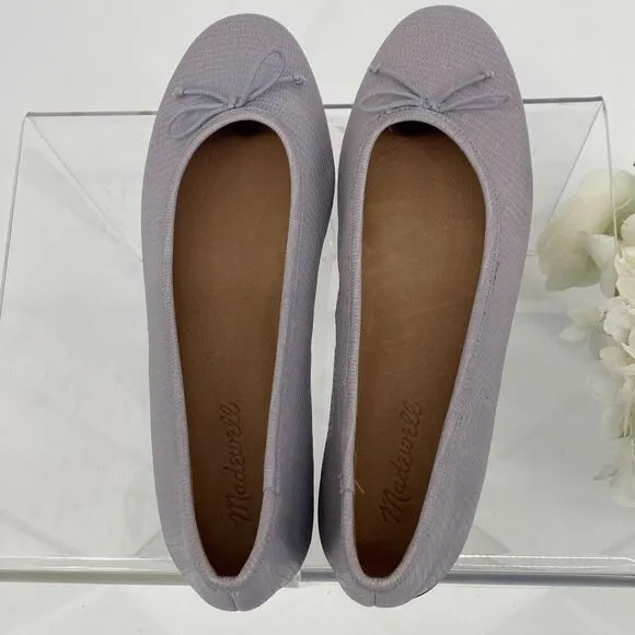 NEW MADEWELL THE ADELLE LIZARD EMBOSSED BALLET FLAT IN LILAC MORNING MIST 9