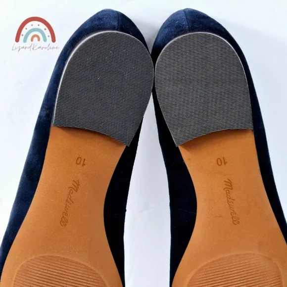 New! Madewell The April Ballet Flat in Deep Indigo Leather Suede 10