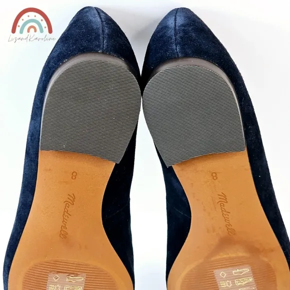 New! Madewell The April Ballet Flat in Deep Indigo Leather Suede 8
