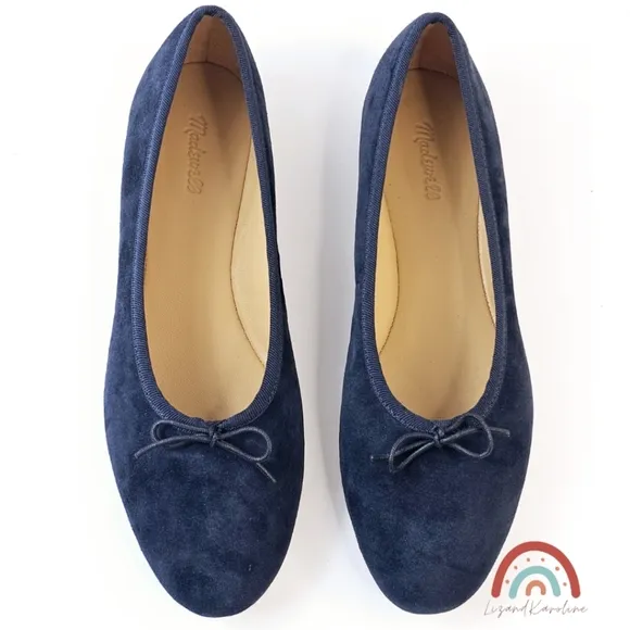 New! Madewell The April Ballet Flat in Deep Indigo Leather Suede 8