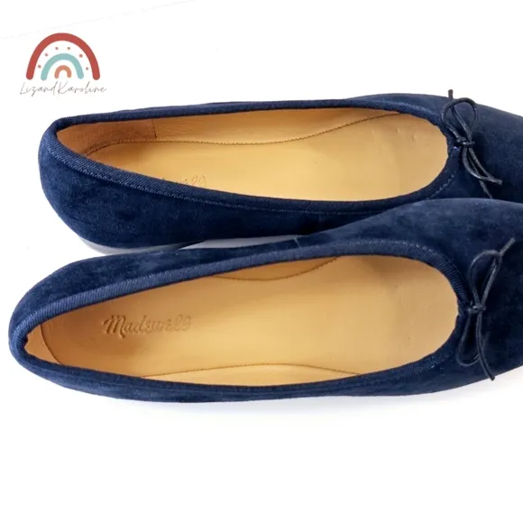 New! Madewell The April Ballet Flat in Deep Indigo Leather Suede 8