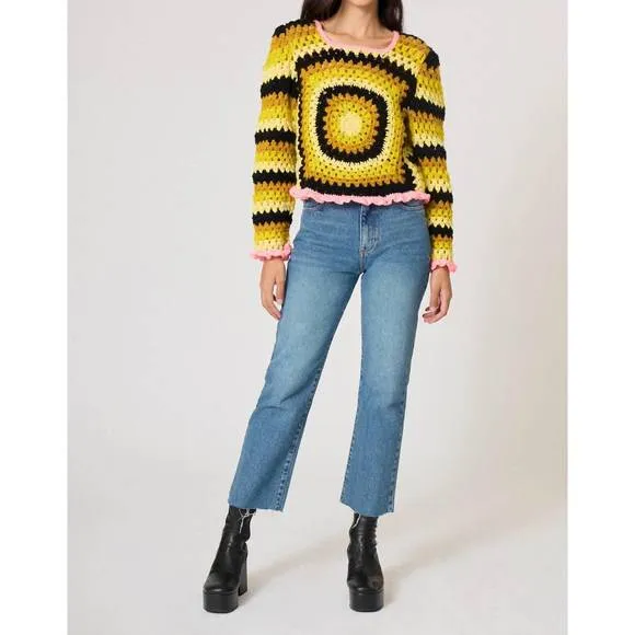 NEW MANOUSH suzie crochet sweater in yellow