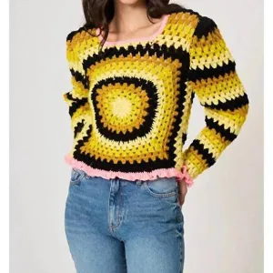 NEW MANOUSH suzie crochet sweater in yellow