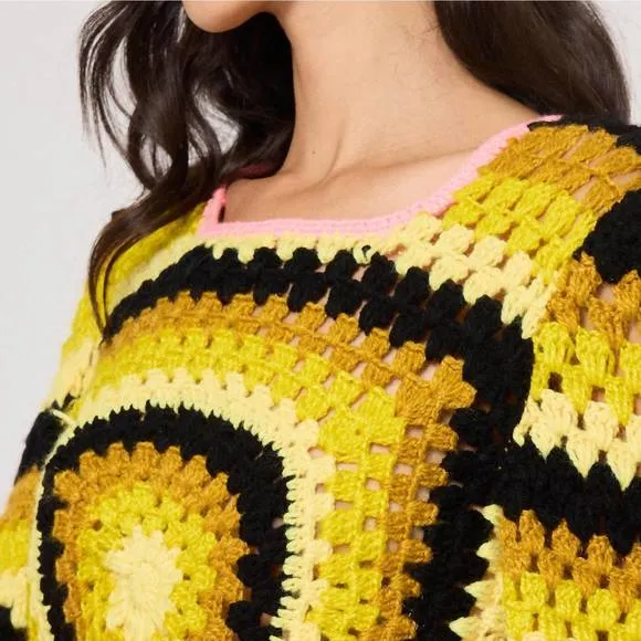 NEW MANOUSH suzie crochet sweater in yellow