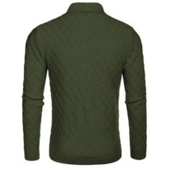New Men's Sweater Cable Knitted Pullover Green