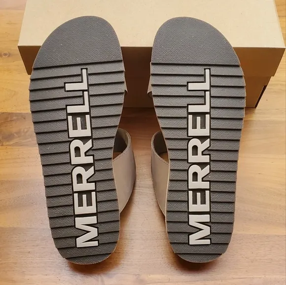 New Merrell Juno Wrap Sandals slides in Moon buff tan 9 Women's Shoes Wide Feet