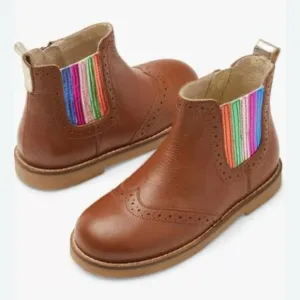 NEW. Mini Boden Girls Leather Chelsea Boots, Size 32