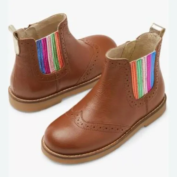 NEW. Mini Boden Girls Leather Chelsea Boots, Size 32