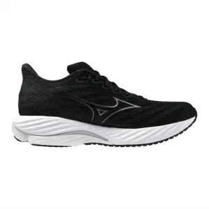 NEW MIZUNO men's wave rider 28 sneakers in black/silver