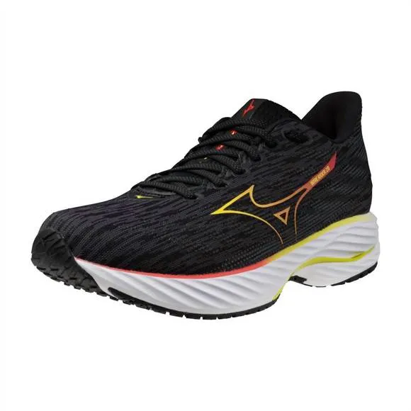 NEW MIZUNO women's wave rider 28 sneakers in black/evening primrose