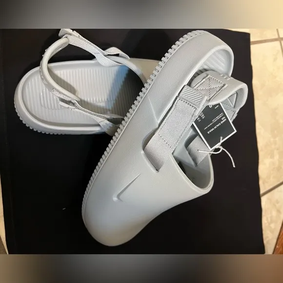 NEW Nike Calm Mule Slides Light Smoke Grey Strap FD5130-002 Men's 12 Women 13
