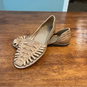 New Nisolo almond tan cream leather huaraches sandals size women’s 9.5