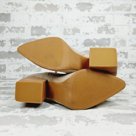 NEW Nordstrom Franka Tan Suede Brown Block Heel Side Zip Ankle Boots T628
