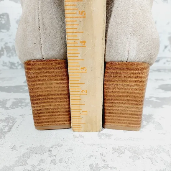 NEW Nordstrom Franka Tan Suede Brown Block Heel Side Zip Ankle Boots T628