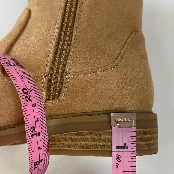 NEW Nordstrom Girls Tan Noemi Booties Boots Side Zip Braid Detail Size 2M