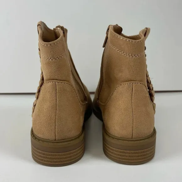 NEW Nordstrom Girls Tan Noemi Booties Boots Side Zip Braid Detail Size 2M