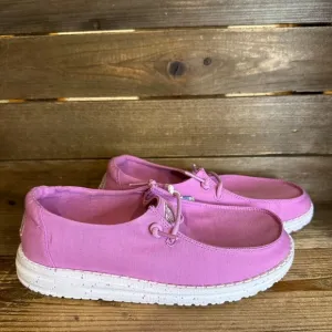 New NWT Big Kids Hey Dude Wendy Slub Canvas Purple Slip On Shoes Loafers 3 Y