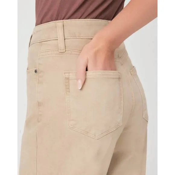 NEW PAIGE anessa ankle wide leg jean in vintage soft sand