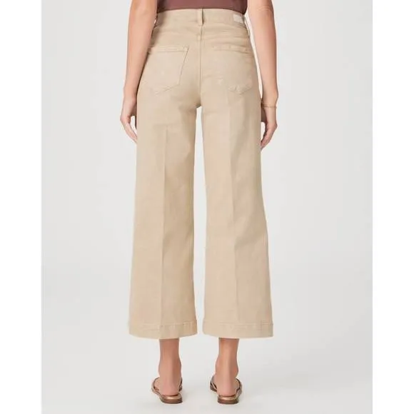 NEW PAIGE anessa ankle wide leg jean in vintage soft sand