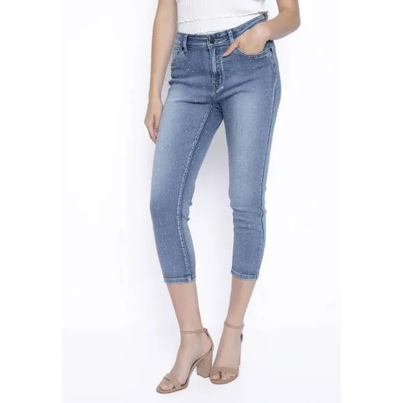 NEW PICADILLY bling capri jean in light denim
