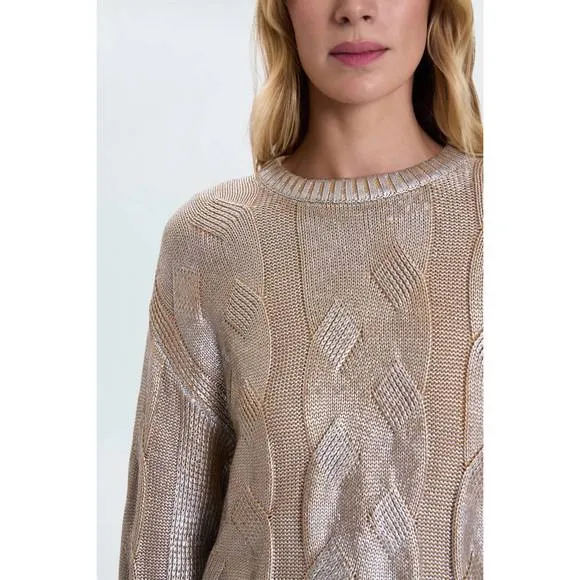 NEW PISTOLA everly cable sweater in gilded castle