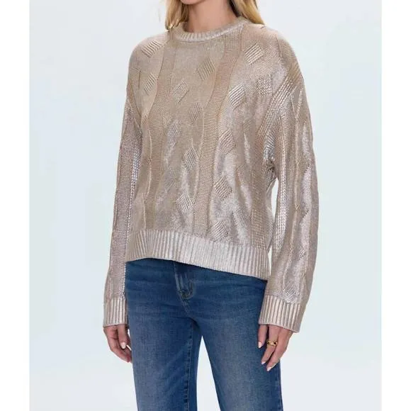 NEW PISTOLA everly cable sweater in gilded castle