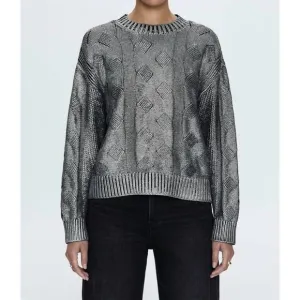 NEW PISTOLA everly cable sweater in gilded midnight