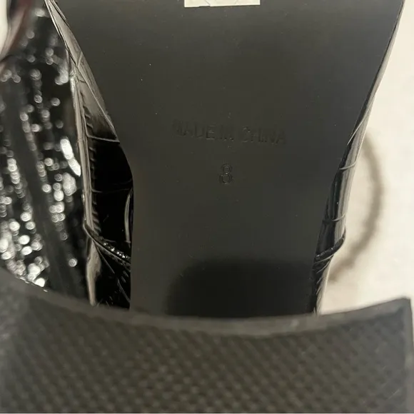 New Princess Polly Jamie Croc Patent Leather Square Toe Platform Boots Size 8