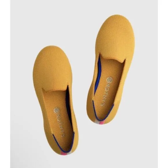 NEW Rothy’s The Almond Flat Yellow Knit Stripe Slip-On Shoes Size 8.5