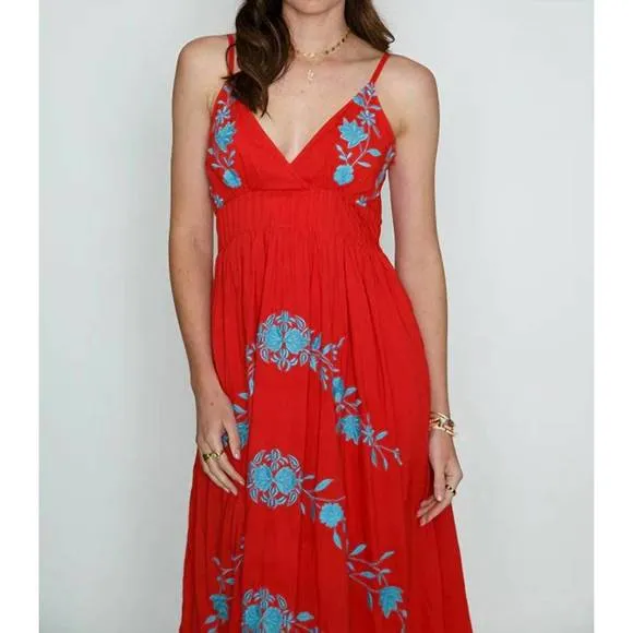 NEW RUBYYAYA atrani midi strapy dress in red