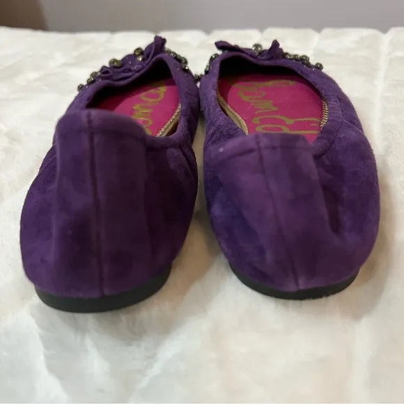 NEW Sam Edelman FERN Purple Suede Crystal Embellished Ballerina Flats