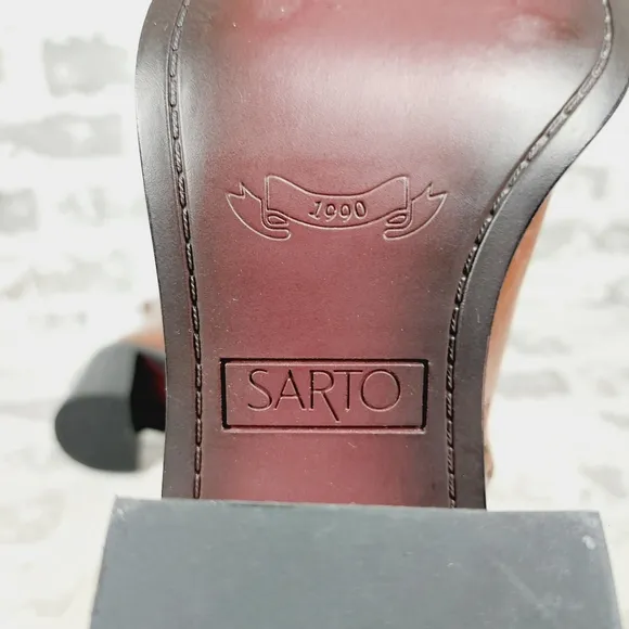 New Sarto By Franco Sarto-Paula Leather Brown Heeled Chelsea Boots  K207