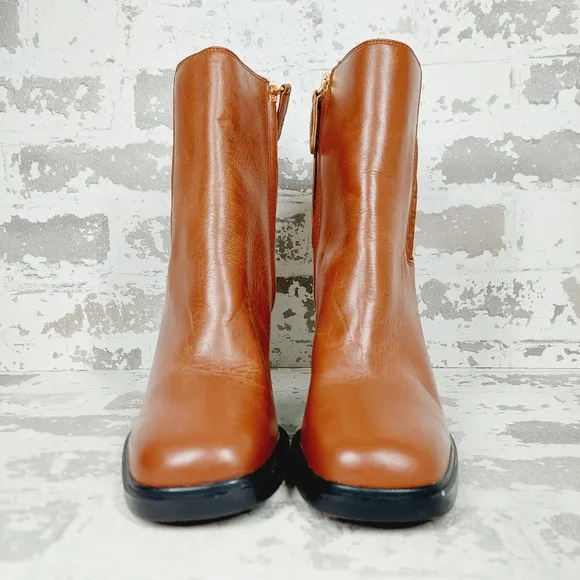 New Sarto By Franco Sarto-Paula Leather Brown Heeled Chelsea Boots  K207