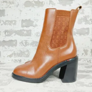 New Sarto By Franco Sarto-Paula Leather Brown Heeled Chelsea Boots  K207