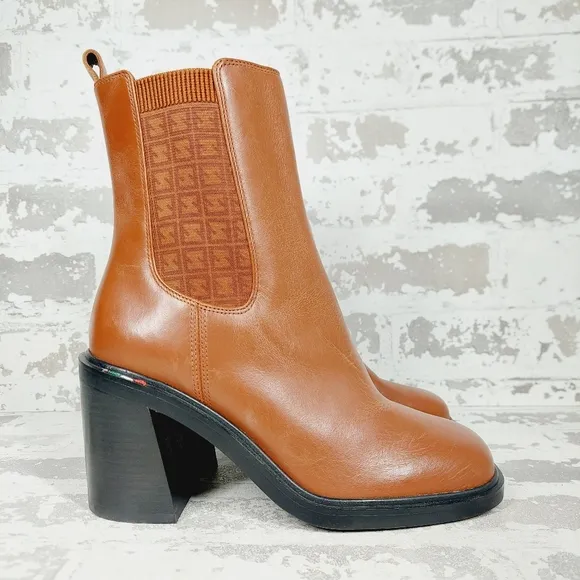 New Sarto By Franco Sarto-Paula Leather Brown Heeled Chelsea Boots  K207