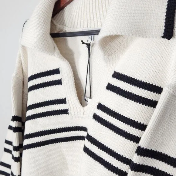 NEW Solid &amp; Striped Women’s The Lola Pullover Chunky Knit Sweater Stripe Size XL