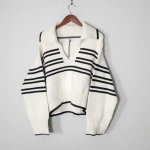 NEW Solid &amp; Striped Women’s The Lola Pullover Chunky Knit Sweater Stripe Size XL