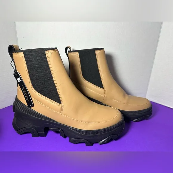 New SOREL Woman's Brex Waterproof Chelsea Boots TAWNY Buff Tan 9.5