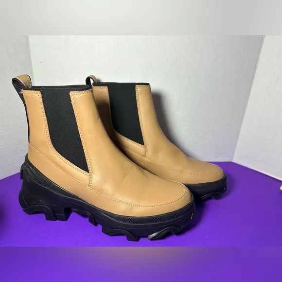 New SOREL Woman's Brex Waterproof Chelsea Boots TAWNY Buff Tan 9.5