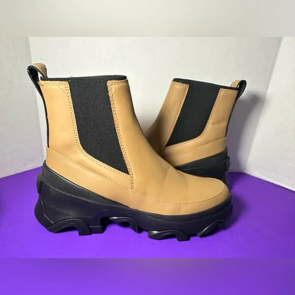 New SOREL Woman's Brex Waterproof Chelsea Boots TAWNY Buff Tan 9.5