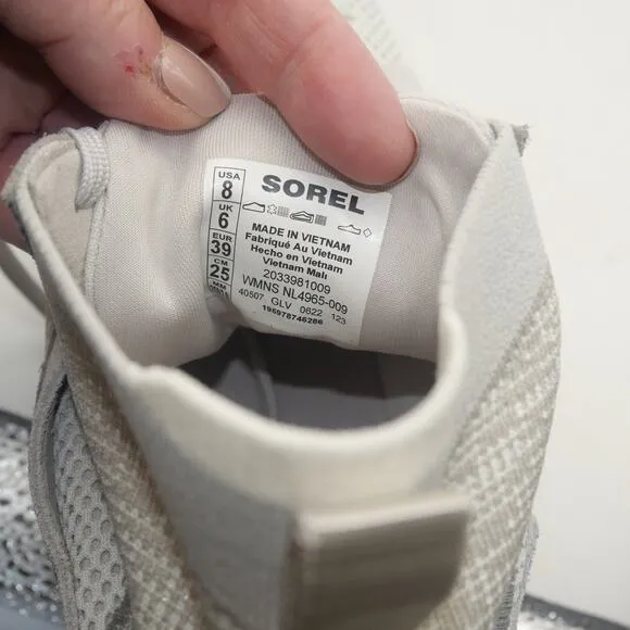 NEW Sorel Women's 8 ONA 503 Knit Mid Sneakers Boots Moonstone Gray
