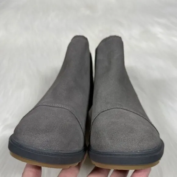 NEW Sorel Women's Size 7 Gray‎ Suede Evie Hidden Wedge Chelsea Bootie Boots
