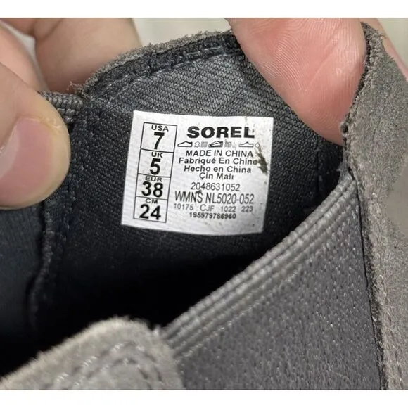 NEW Sorel Women's Size 7 Gray‎ Suede Evie Hidden Wedge Chelsea Bootie Boots