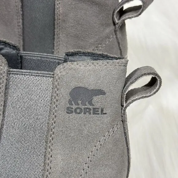 NEW Sorel Women's Size 7 Gray‎ Suede Evie Hidden Wedge Chelsea Bootie Boots