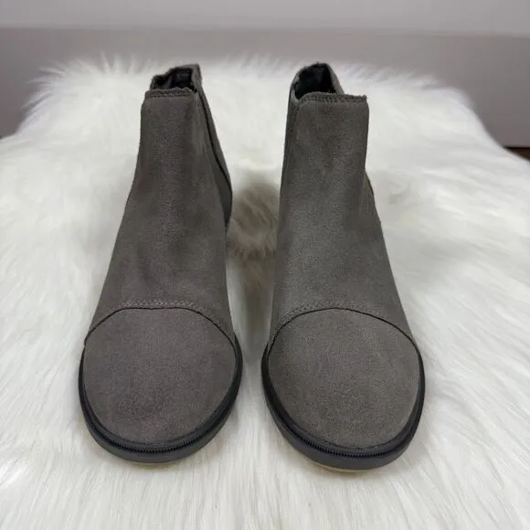 NEW Sorel Women's Size 7 Gray‎ Suede Evie Hidden Wedge Chelsea Bootie Boots