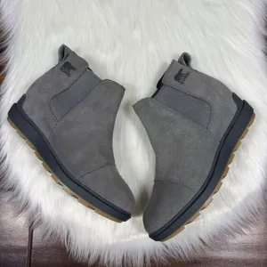 NEW Sorel Women's Size 7 Gray‎ Suede Evie Hidden Wedge Chelsea Bootie Boots