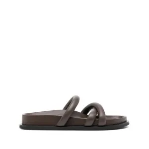 NEW ST. AGNI women's soft cross strap slide in chocolate